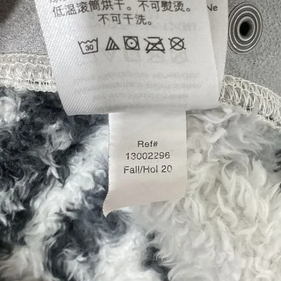 Eddie Bauer Pullover Mens Large Tall White Gray Black Plush Fuzzy Cozy Jacket - Picture 11 of 11